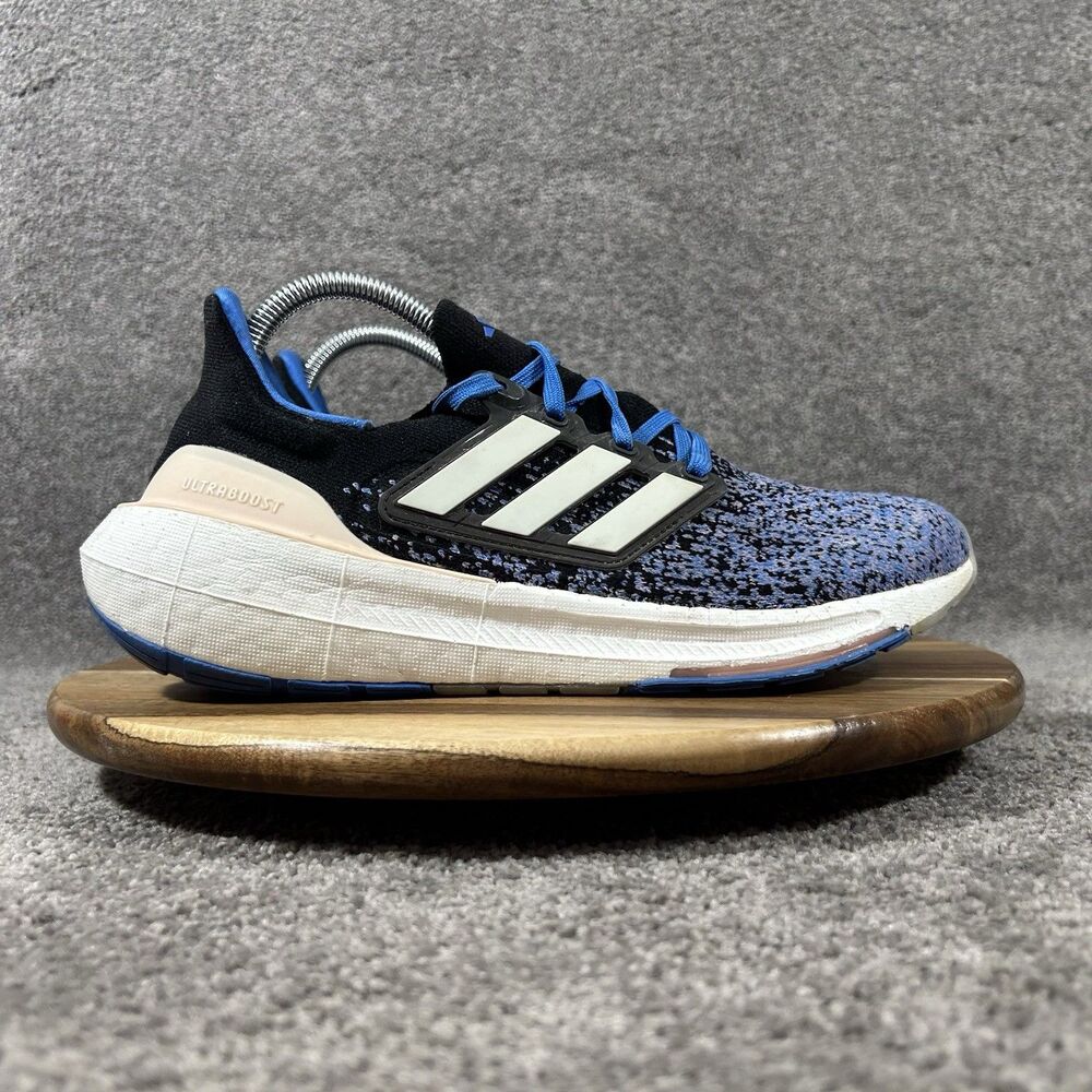 Adidas UltraBoost Light HP9477 Women's Sz 9 Black White Royal Running Shoes Used